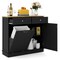 Costway Wooden Kitchen Trash Cabinet Tilt Out Bin Holder w/ Drawer & Storage Shelf Black/White/Coffee/Gray